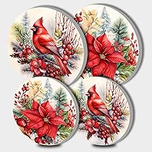 Tucocoo Electric Stove Burner Covers, Red Watercolor Set of 4 Round Stove Burner Covers, 8 inch and 10 inch, Gas Stove Burner Covers, Metal Stove Burner Cover, Pinecones Cooktop Decorative