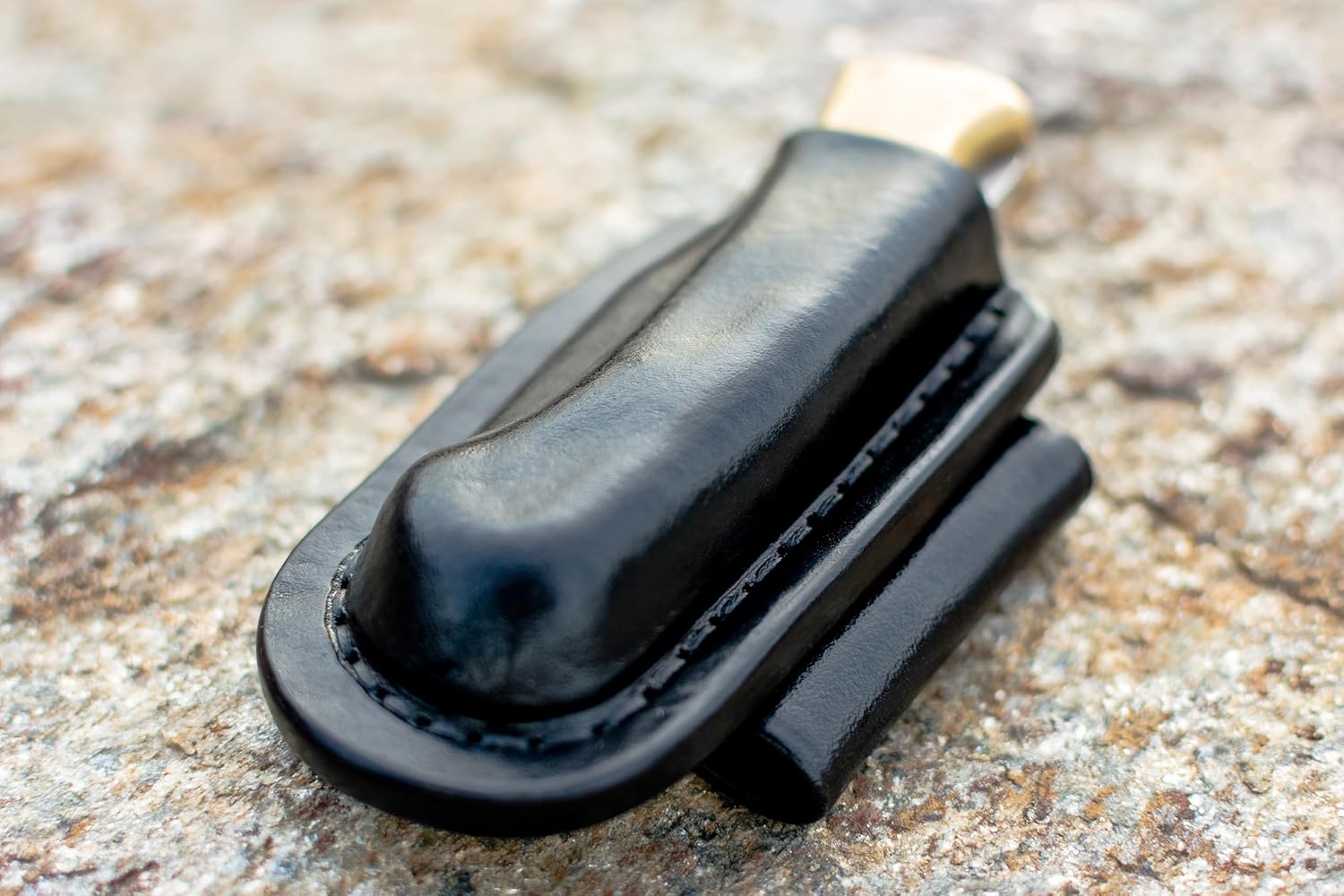 Black Horizontal Carry sheath with belt loop for Buck 112 Ranger, Buck custom leather sheath, pocket knife leather case, EDC knife