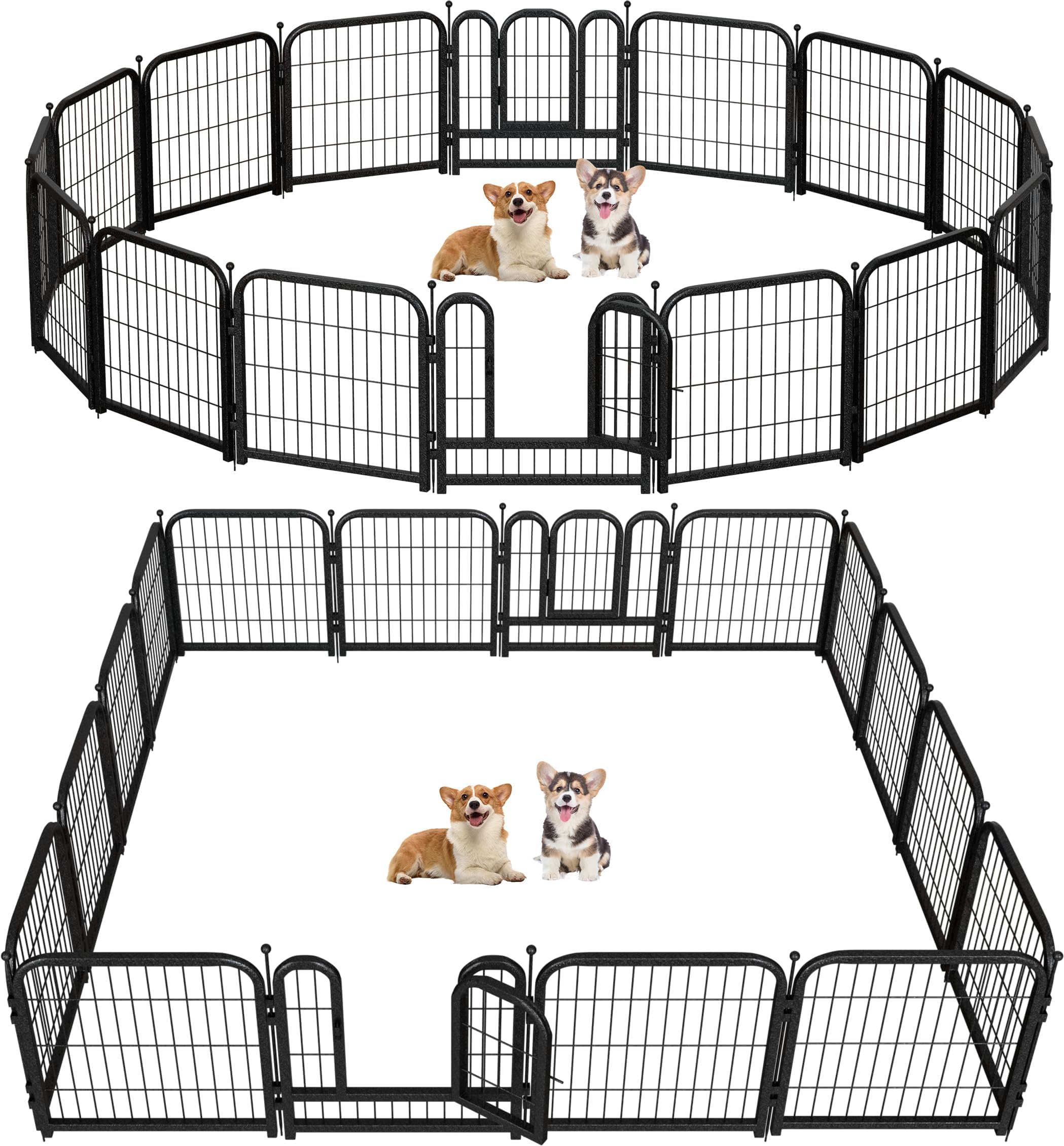 Petorldog Dog Fence for Indoor Use, 80cm H, 8-Panel Metal Dog Pen
