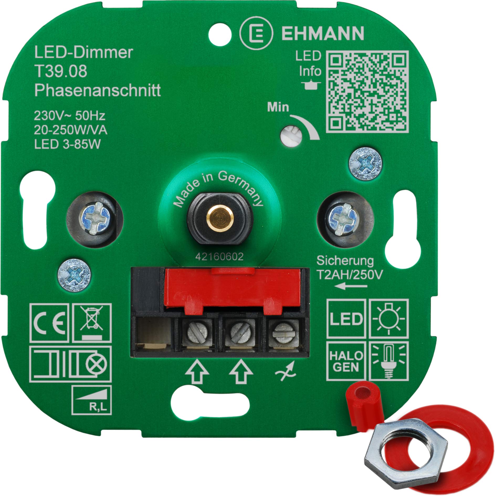 EHMANN 3900x0800 T39.08 Variateur encastré 230 V 50 Hz Puissance : LED 3-85 W 20-250 W VA avec Adaptateur programmateur