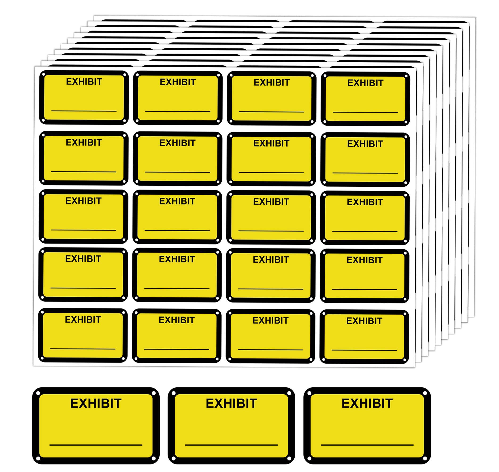 Legal Exhibit Stickers 1.65 X 1 Inches - Fluorescent Yellow Color-Coded Exhibit Labels 300 Stickers Per Pack
