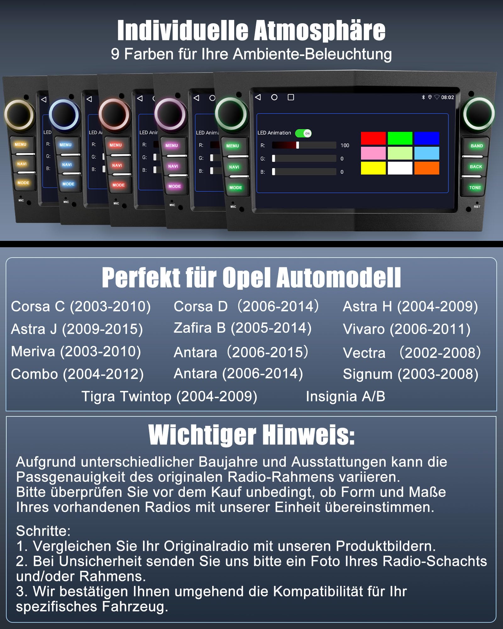Lehwey Bluetooth Autoradio mit Bildschirm für Opel Corsa d, Astra J & H, Meriva, Vivaro, Zafira b mit Navi WLAN UKW, Carplay, Android Auto, Lenkrad Strg, 2Din Android 14 Dab Auto Radio 7 Zoll