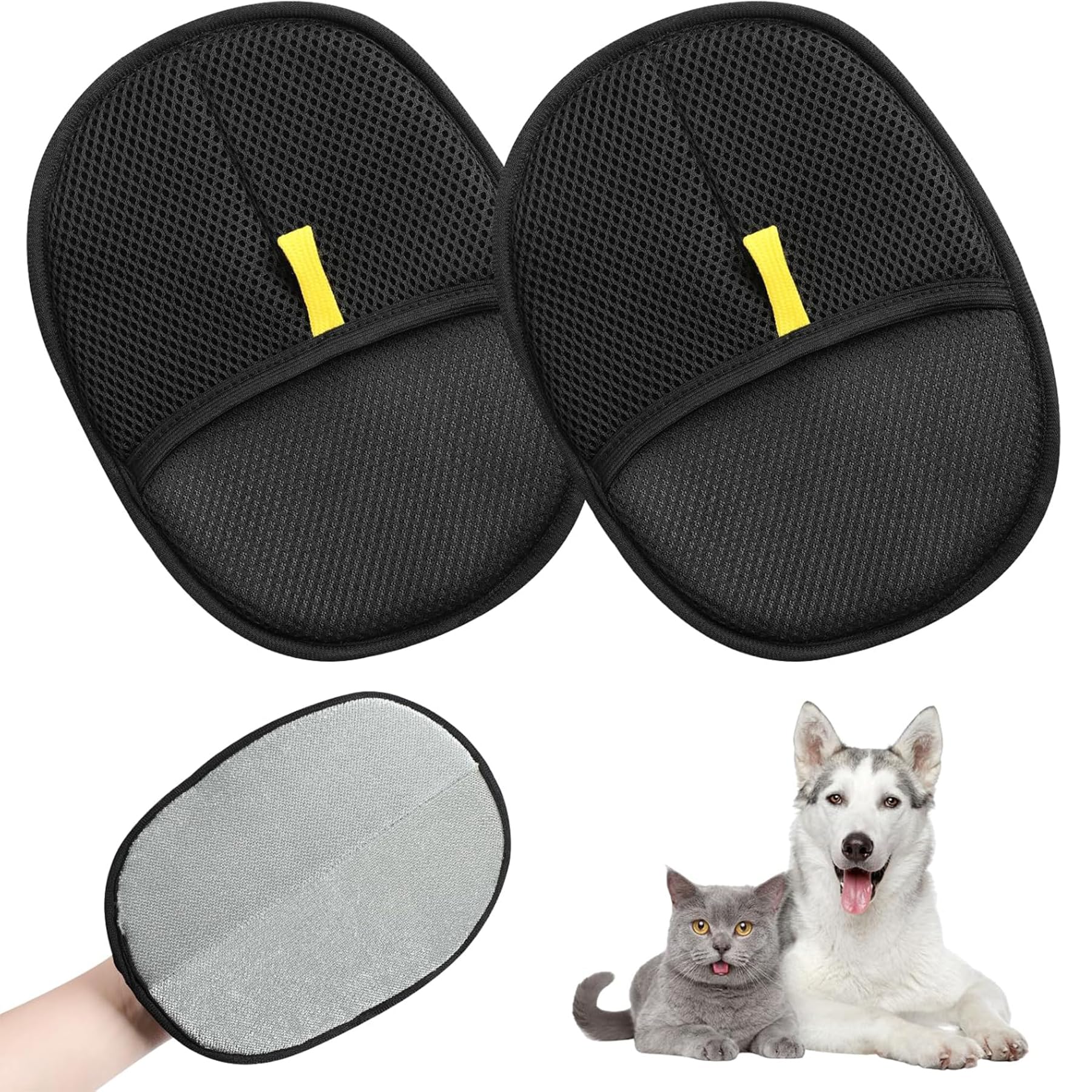 2 Stück Double-Sided Pet Grooming Gloves,Static Removal Gloves,Reusable Pet Hair Remover Glove,Pet Grooming Gloves für Haustier Glattes und Gesundes Fell, Für Kleidung, Sofas, Bettlaken