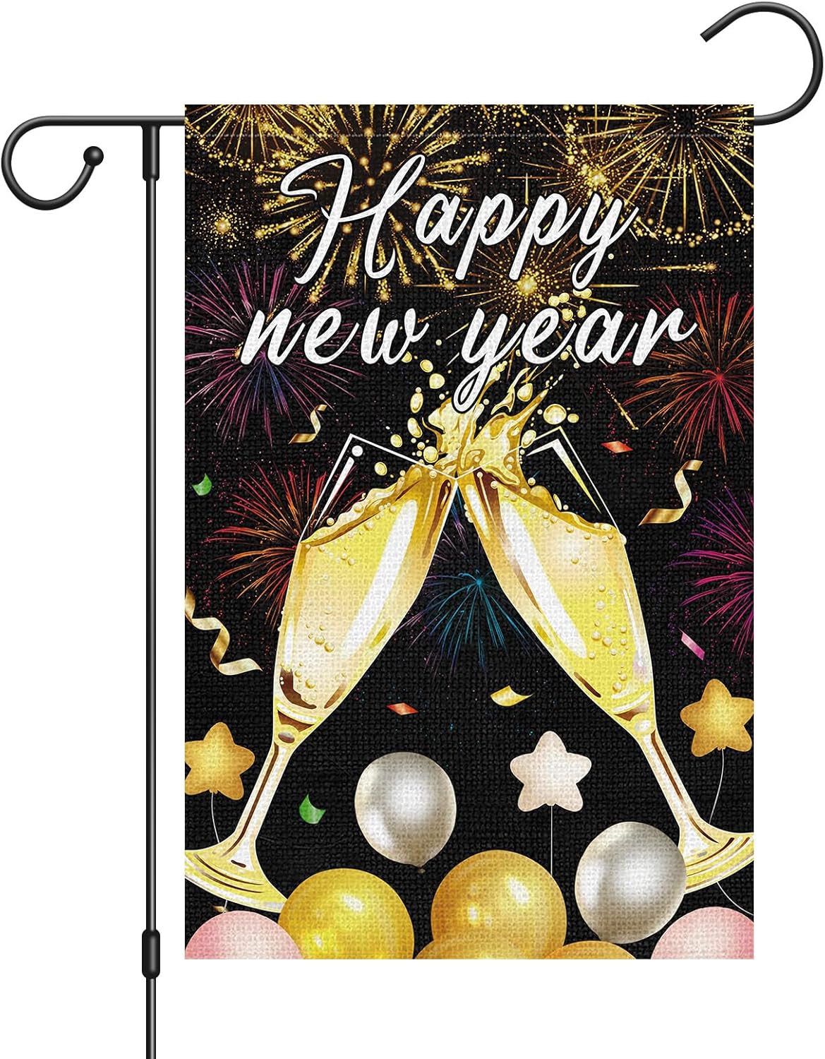Wodison Cheers Happy New Year Garden Flag 12X18 Inch