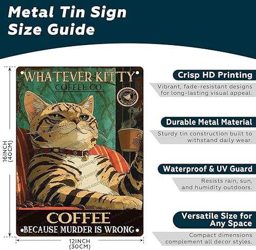 Miniatura 2 de Cartel de café con texto en inglés Because Murder Is Wrong, póster metálico de 16 x 12 pulgadas