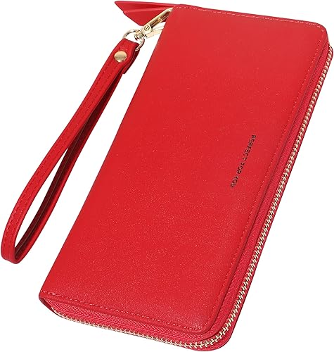 YOUBDM Cartera de mano para mujer con soporte para tarjeta de crédito, cartera de cuero suave con correa para la muñeca