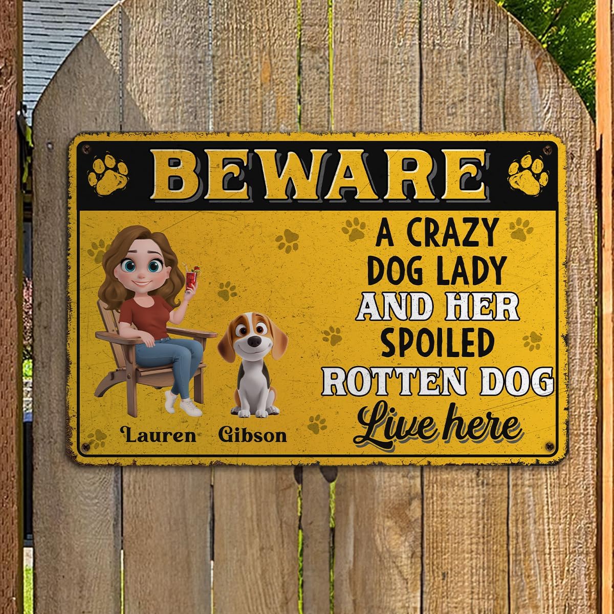 Pawsionate Crazy Dog Lady Sign Vintage Funny Dogs Metal Sign Print Aesthetic for Garden Yard Bar Porch Home Bedroom Kitchen Wall Decor Decor Gift - A Dog Spoiled Dogs Signs For Dogs Owners