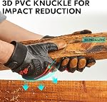 Vgo Haute Dextérité Chèvre en cuir Gants de travail mécanique lourd de service, Gants plus grands, Anti-Vibration, Touchscreen (GA8954)