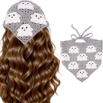 Gothic Crochet Bandanas Spooky Halloween Ghost Headband for Women Knitted Gothic Head Scarf Halloween Party Favor