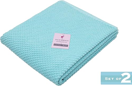 Miniatura 9 de COTTON CRAFT Funda para silla de piscina  Paquete de 2 toallas de toalla 100% algodón suave hilado en anillo, tumbona, patio, picnic, spa, tumbona