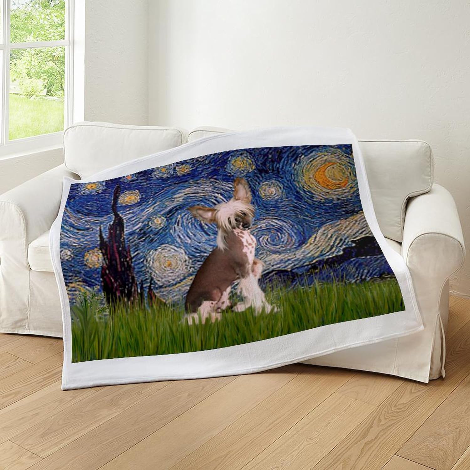 CafePress Starry Night/Chinese Crested Throw Blanket Super Soft Fleece Plush Throw Blanket, 60"x50"