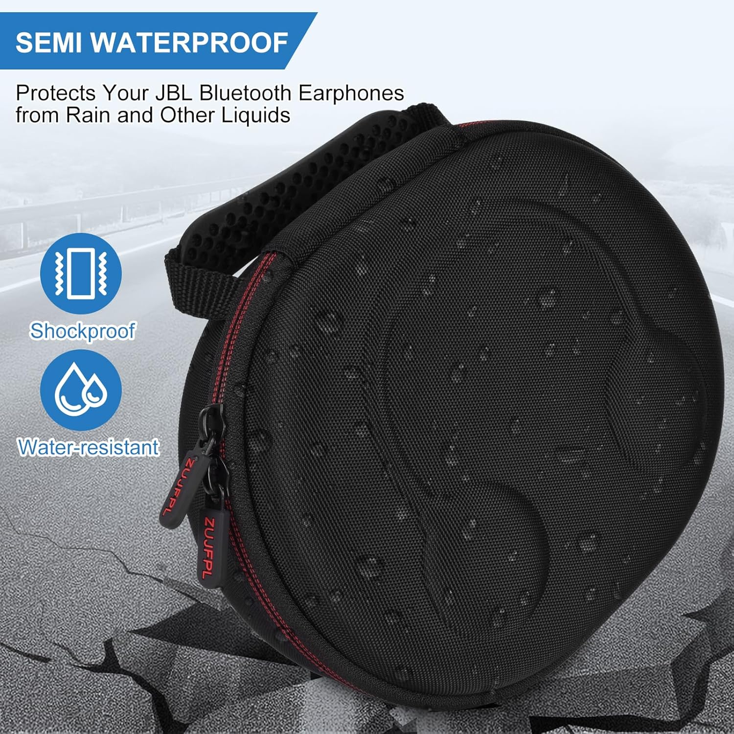 EVA Hard Case for JBL Live 770NC/670NC/660NC/650BT/460NC/400BT/500BT and JBL Tune 770NC/710BT/720BT/700BT/750BT/520BT/510BT/760NC/660NC/500/E45BT Wireless Headphone(Black Case+Inside Blue) - Image 6