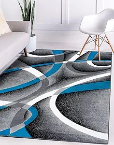 2305 Geometric Abstract Turquoise 5x7 Area Rugs for Living Room