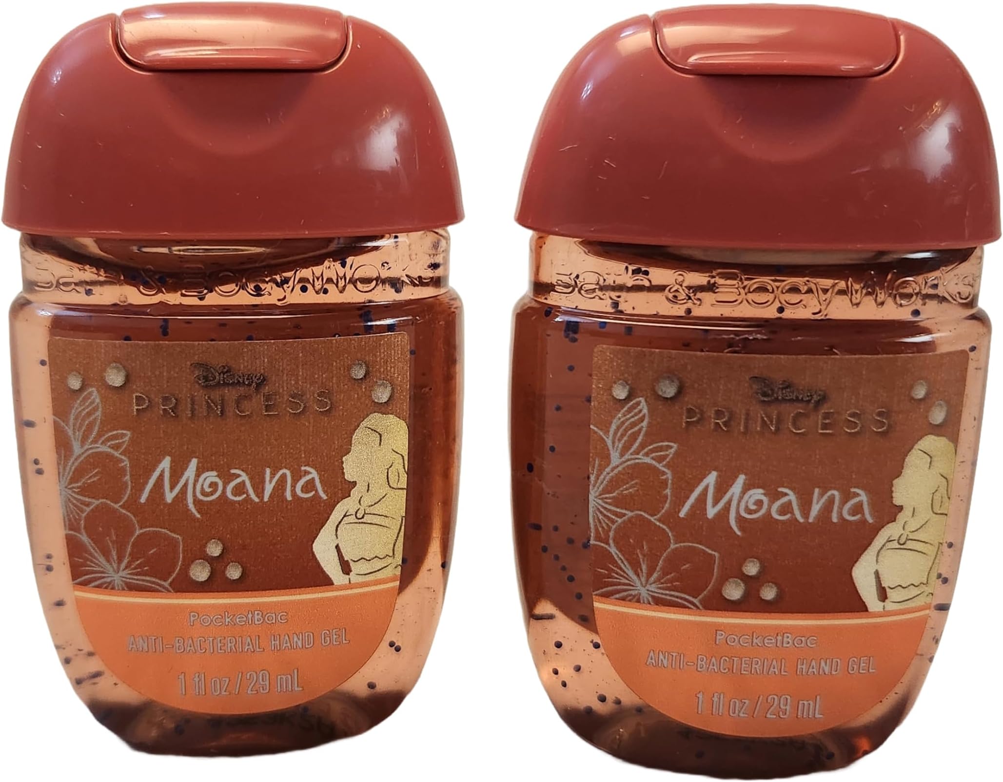 Bath and Body Care - Travel Size Sanitizer - 2 piece Bundle Set Hand Gel - 1 Fl Oz each - Label Artwork Varies (Moana)