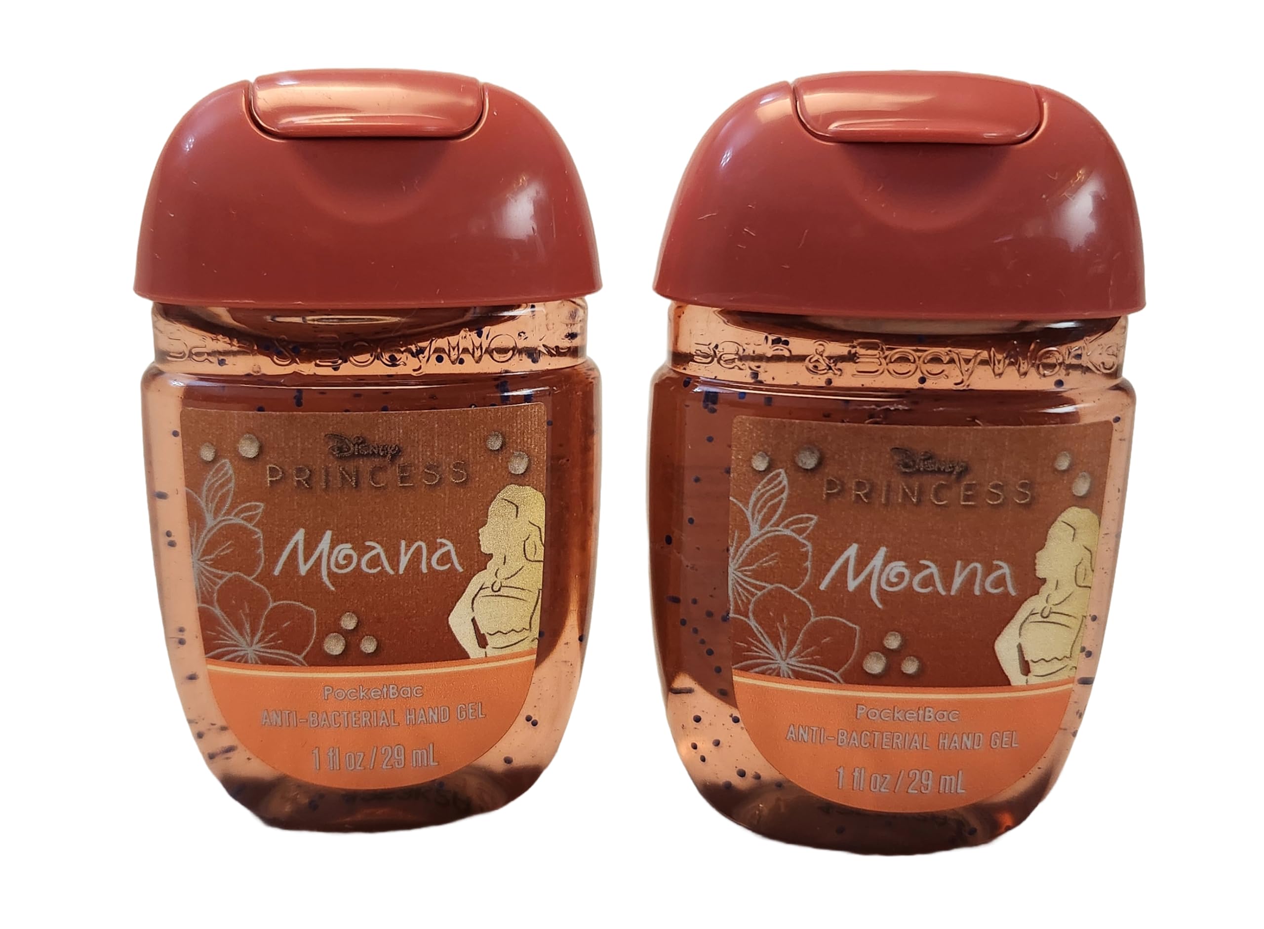Bath and Body Care - Travel Size Sanitizer - 2 piece Bundle Set Hand Gel - 1 Fl Oz each - Label Artwork Varies (Moana)