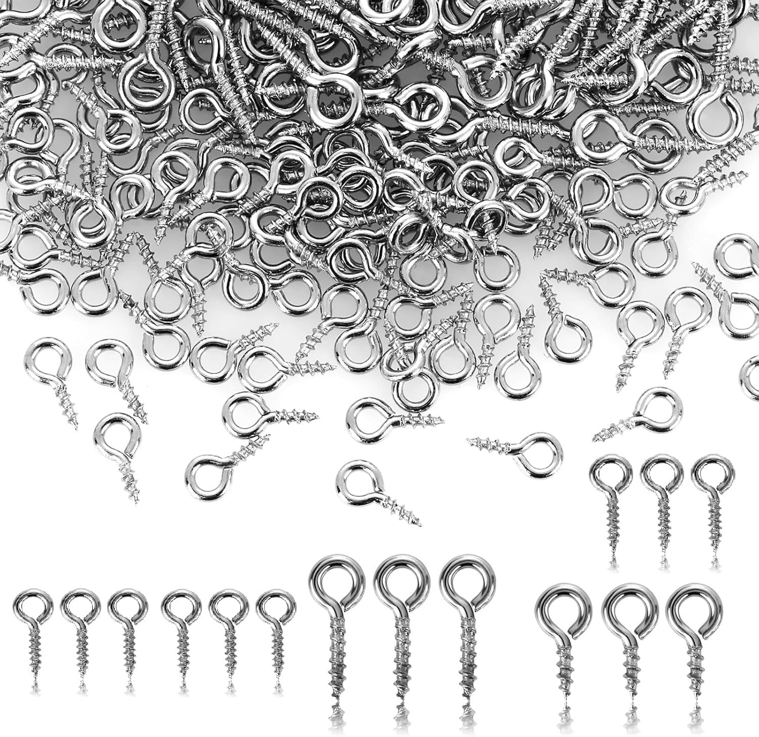 500 Pcs Small Screw Eye Pins, Silver Small Metal Eye Pins, Mini Screw Eyelets for DIY Jewelry Making Arts - Image 4