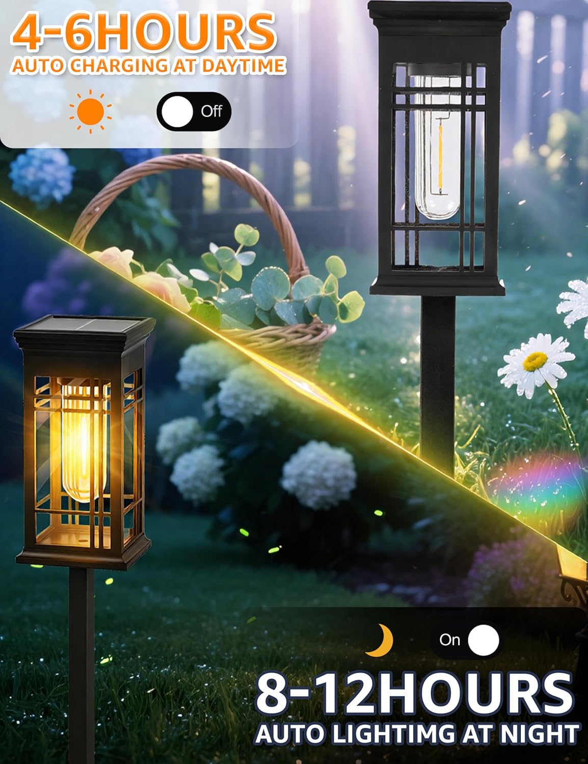 8 Pack Solar Lights Outdoor Waterproof, Bright Solar Pathway Lights with Auto On/Off, Weatherproof Garden Landscape Lighting for Yard Patio Walkway Lawn Decor