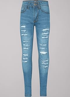 A2Z 4 Kids Girls Ripped Comfort Jeans Stretch Pants Lightweight Casual Fashion for Kids Age 3-14 Years