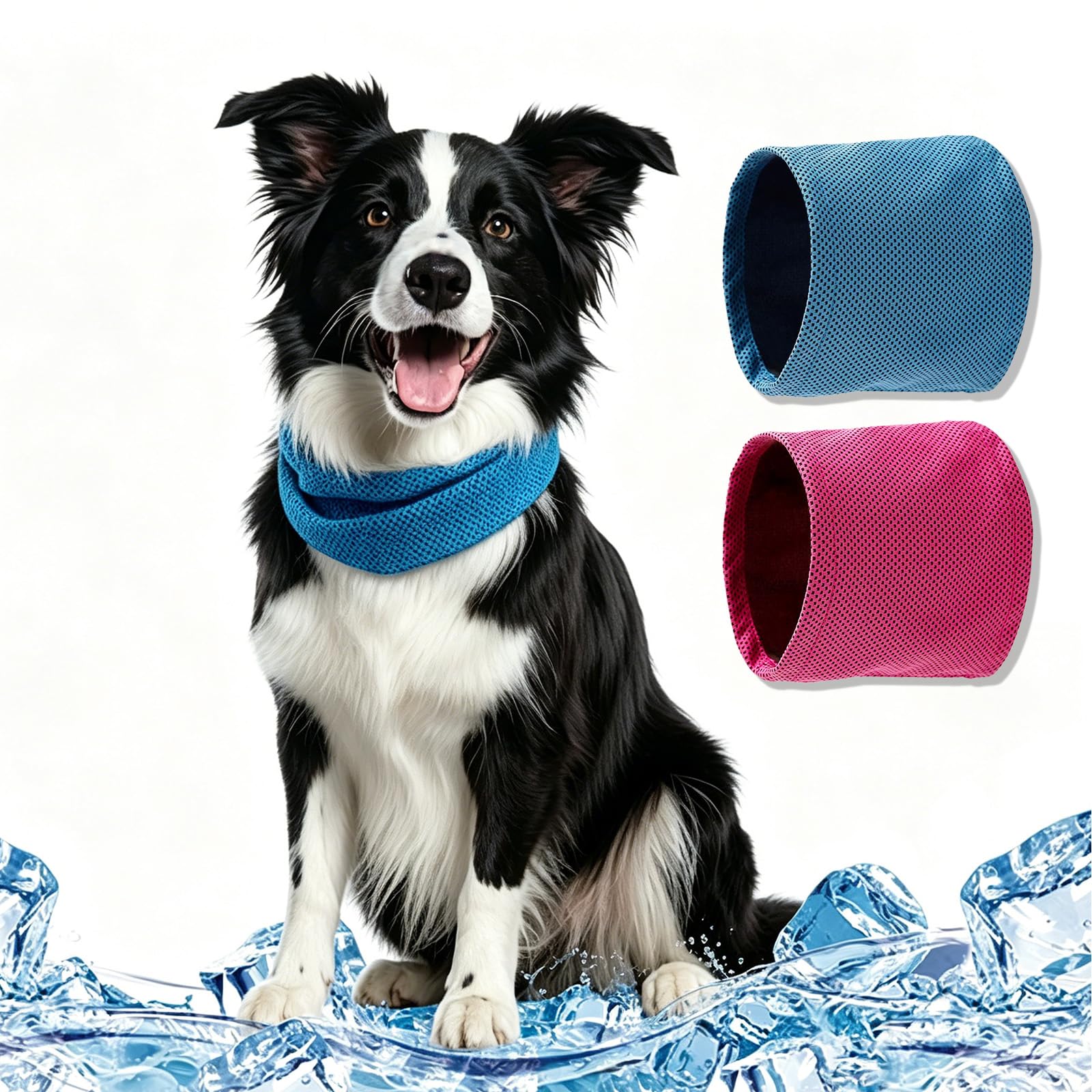 KASESSS 2 Pcs Dog Cooling Bandana, Summer Dog Cooling Collar, Breathable Instant Cool Pet Scarf, Instant Neck Wraps for Outdoor, Ice Prevent Sunstroke, Ice Prevent Sunstroke Summer Essential, L