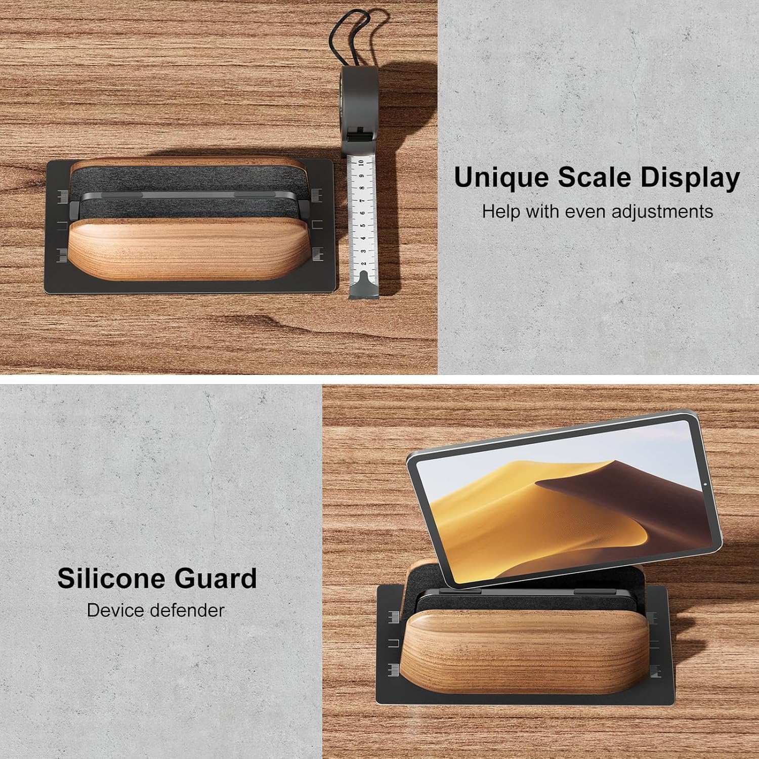 Soporte Vertical portatil, Laptop Stand Doble Ranura de Madera de Nogal, Anchura Ajustable Soporte para MacBook y Otros portátiles