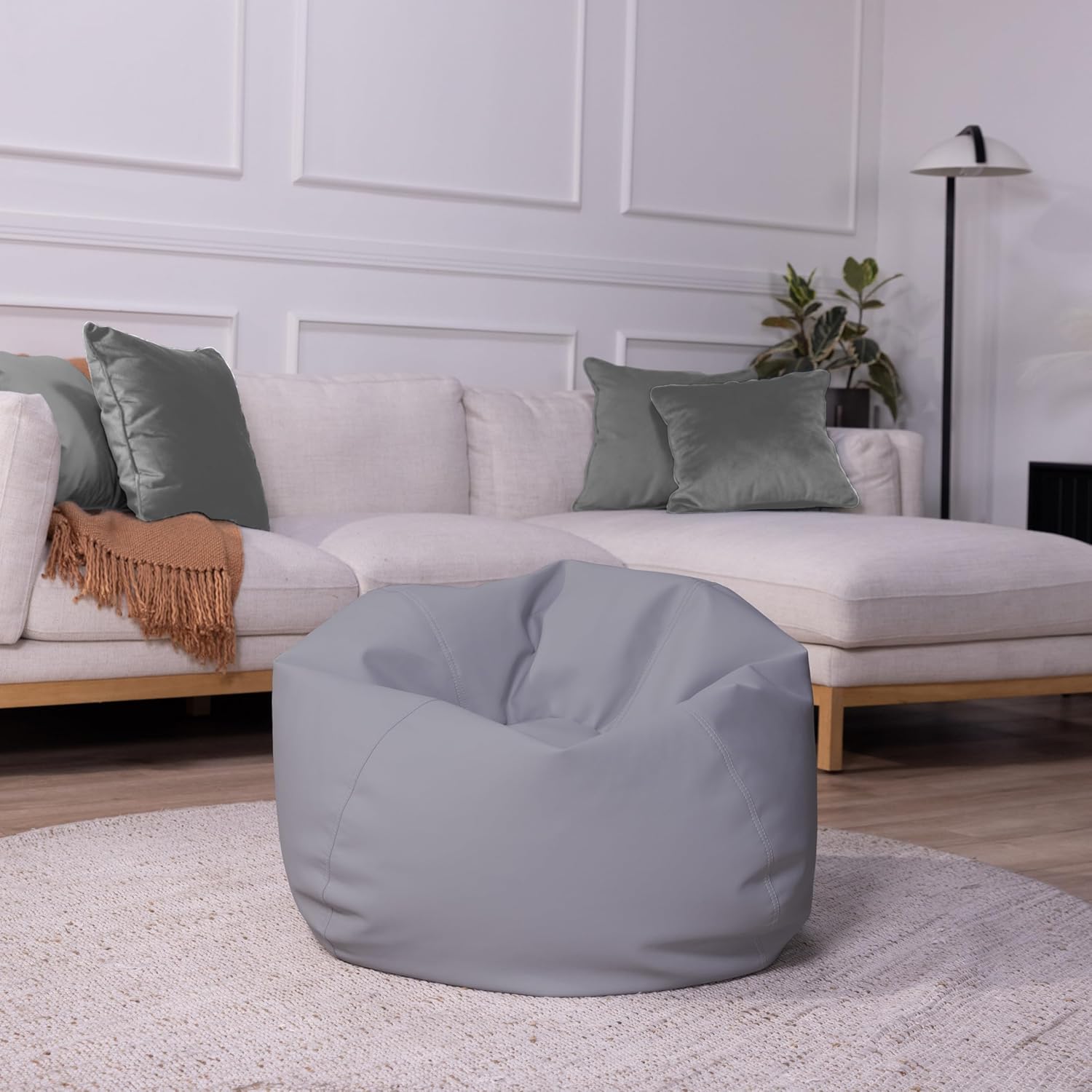 FDP 30" Vinyl Bean Bag Chair, Furniture for Kids and Teens, Perfect for Reading, Playing Video Games or Relaxing - Smoke