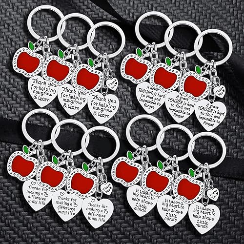 Miniatura 2 de YEEQIN 12 llaveros para profesores a granel, regalos de agradecimiento para maestros, regalo de agradecimiento, llavero de agradecimiento para