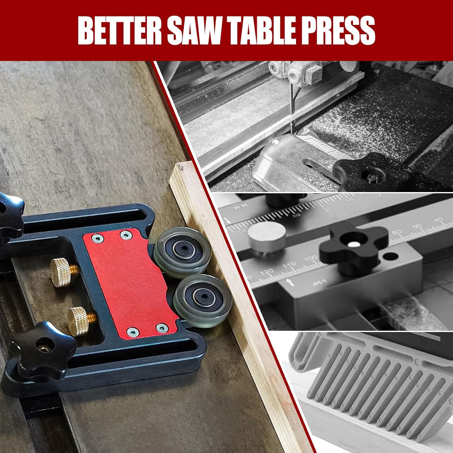 2Pcs Updated Bearing Roller Featherboards Feather Boards for Table Saw Router,Upgrade Your Table Saw with New Versatile Thin Rip Jig and Table Saw Guide for Precise Cuts and Enhanced Safety