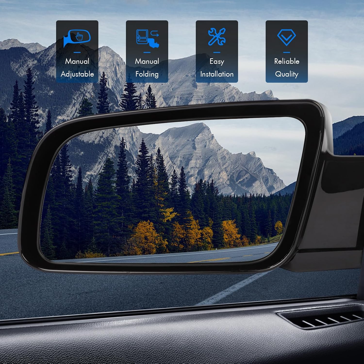 Pair of Side View Mirrors for 1988-1999 For Chevy C1500 C2500 C3500 K1500 1995-2000 For Chevy Tahoe Manual Adjustable Folding Exterior Mirrors Driver Passenger Side 15036360,GM1321122,GM1320122