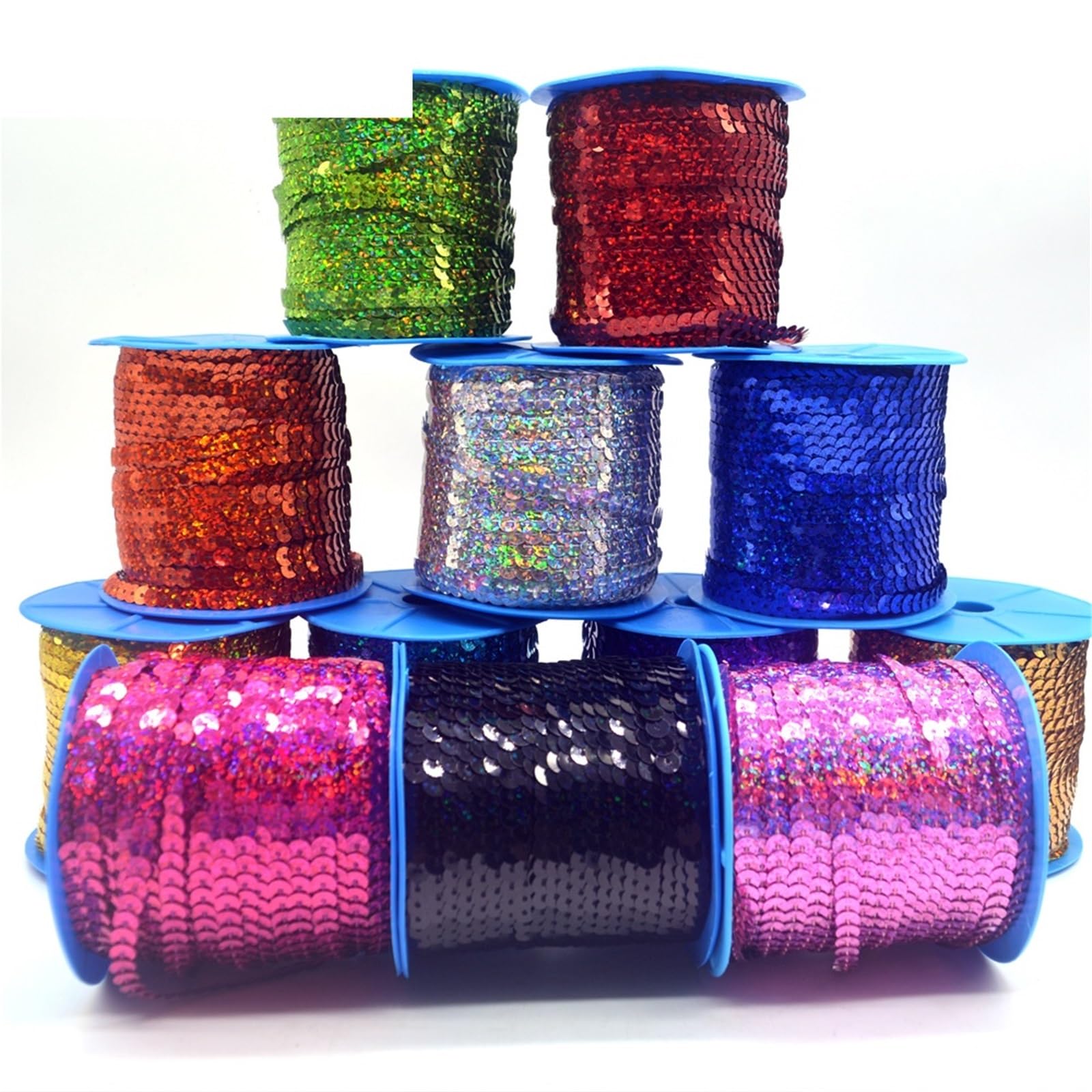 Pailettenband 10 Yards 6 mm PET runde, Flache, vergoldete Pailletten for Basteln, Nähen auf Stoff, Zubehör, Paillettenbesatz, Scrapbooking, DIY(Pink)