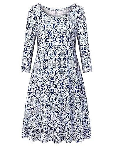 Tanst Sky Womens Casual Round Neck Plus Size Floral Tunic