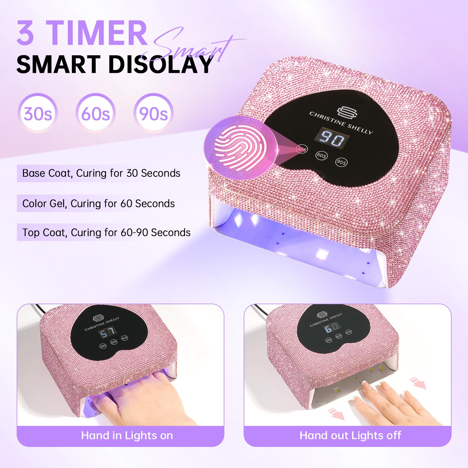 UV LED Nagellampe, Gellampe für Gel Polisch mit 3 Timer LCD-Anzeige