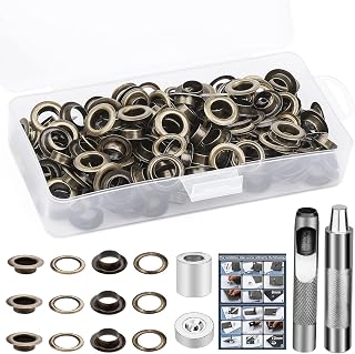 Yizzvb 150 Sets Grommet Tool Kit, 1/2 inch Fabric Grommet Eyelets with 3 Installation Tools for Fabric, Canvas, Curtain, Card, Garment, Vinyl, Leather (Bronze)
