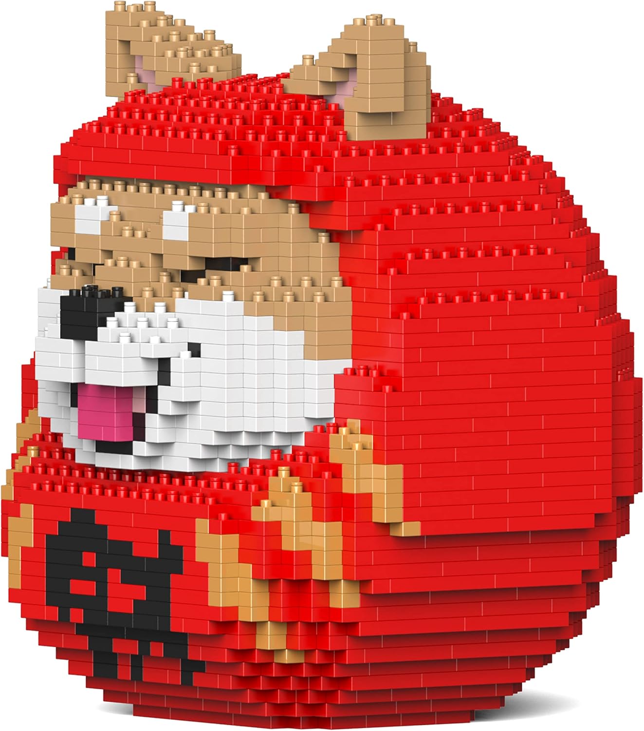 Side view of the assembled JEKCA Shiba Daruma Doll 01S-M01