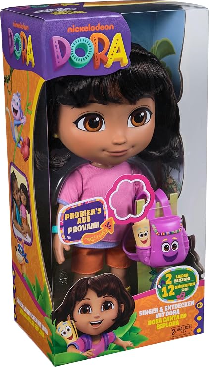 DORA Sing mit Mir Doll 35 cm Doll from the Popular TV Series with 2 Songs and More than 25 Phrases & Sounds German/English and Italian/English Language Version for Children from 3 Years