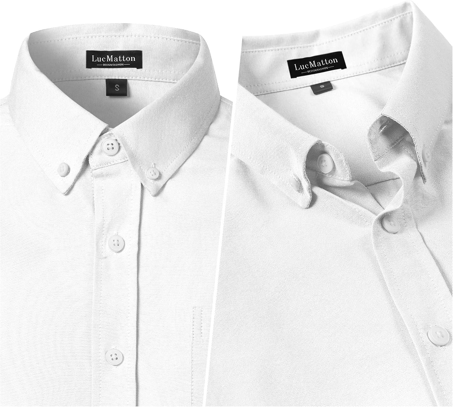 LucMatton Men's Lightweight Oxford Long Sleeve Button Down Shirt Business Casual Slim fit Dress Shirts with Pocket