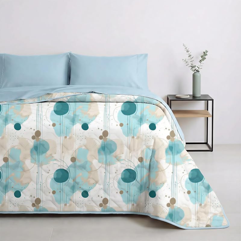 Mahome Trapuntino Singolo Primaverile Estivo in 100% Puro Cotone 170x260 cm Leggero Double Face - Copriletto Trapuntato morbido Traspirante Anallergico - Made in Italy – Inciso Verde