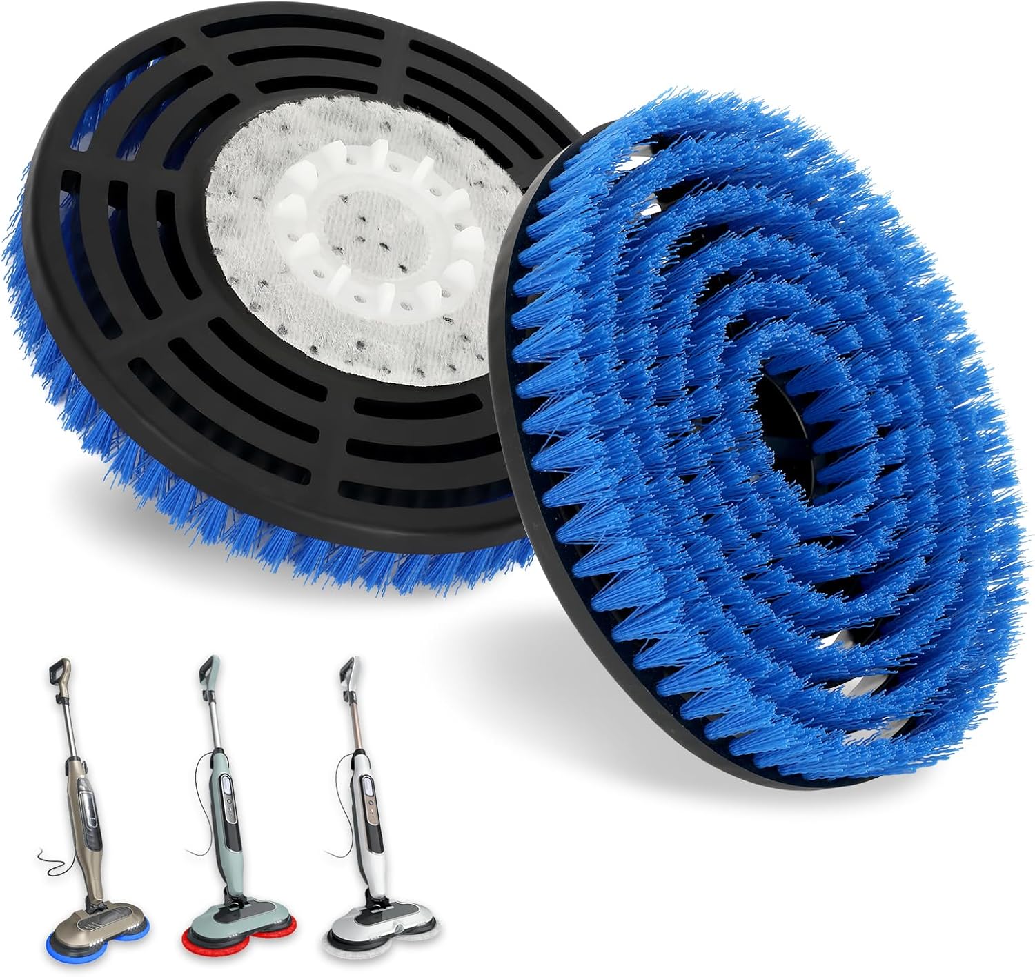 2 Pack Replacement Brush Heads for Shark, Brush Heads for Shark Compatible with S8201, S8001, S7001, S7201 - Steam Mop Pads with Nylon, Deep Clean Hardwood & Tile Floors, Scratch-Free- (Blue)