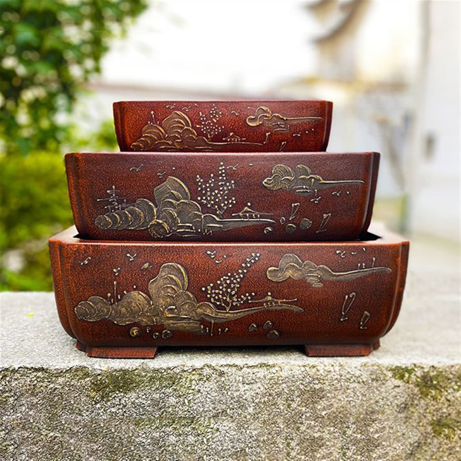 Doniczka Retro fioletowy piasek doniczka bardzo duża prostokątna doniczka doniczkowa zielona roślina Bonsai dekoracja wnętrz dolny dziurkacz Ceramiczna doniczka (Size : S)