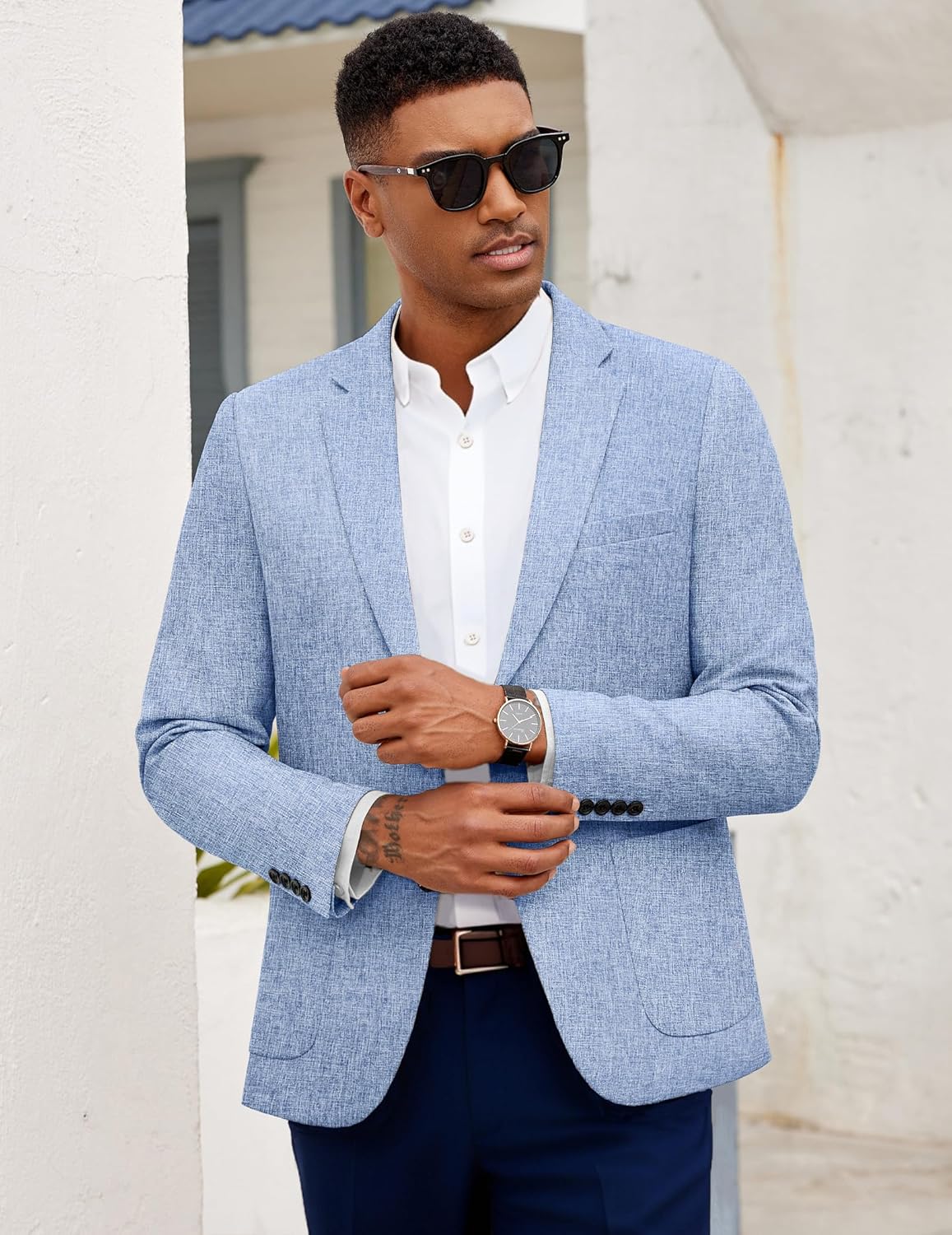 COOFANDY Mens Casual Blazer Slim Fit Sport Coat Lightweight Two Button Suit Jackets - Image 2