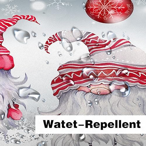 Miniatura 5 de Cortina de ducha de gnomos de Navidad, lindo juego de cortina de ducha decorada con copos de nieve de bolas de Navidad rojas, plateadas y blancas,