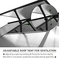 Vista 4 de Mupater Invernadero con marco de aluminio de 6 x 8 pies, invernadero de policarbonato resistente con puerta con cerradura y ventilación de techo