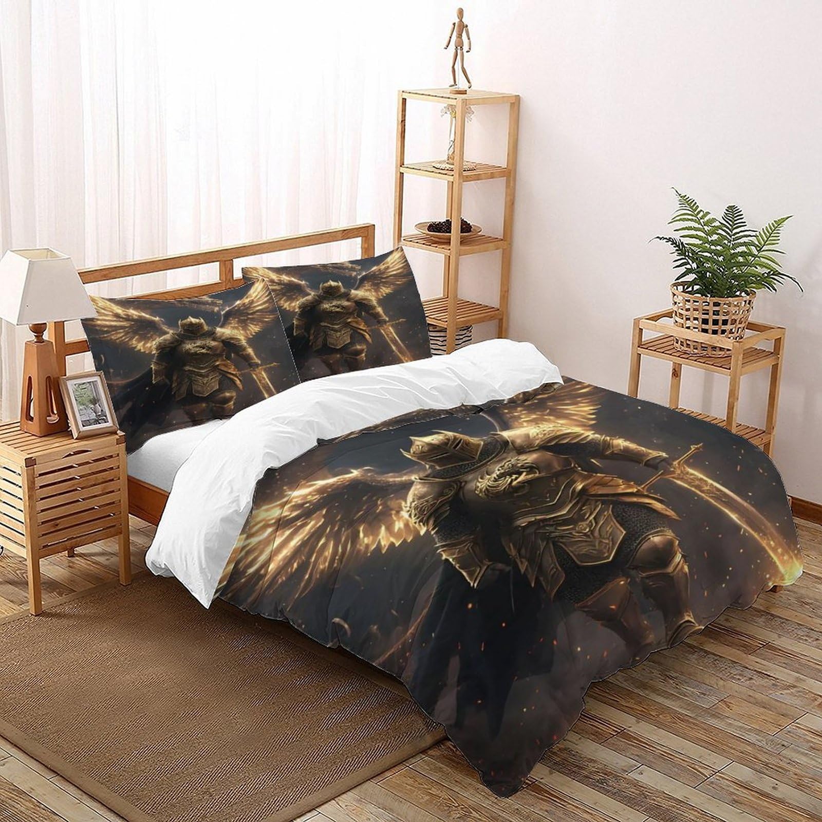 Housse de couette dragon imprimé 3D microfibre ultra douce grand lit gothique durable