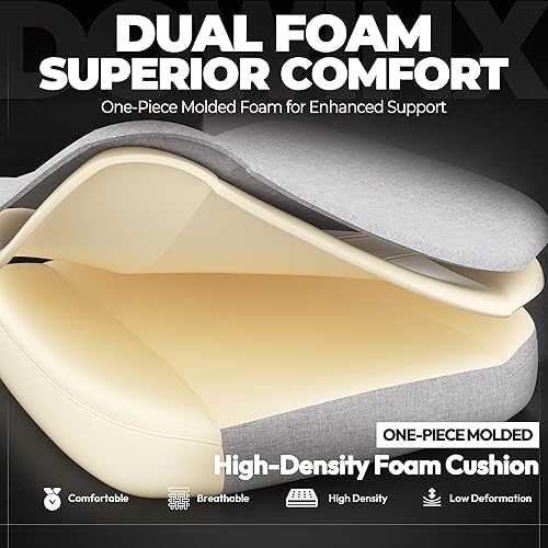 Miniatura 4 de Dowinx Silla de juegos de tela con reposapiés, silla de jugador grande y alta con soporte lumbar, silla de computadora con respaldo ancho para