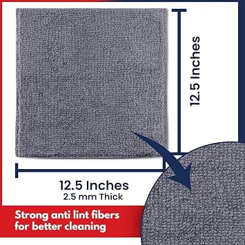 Microfiber Cleaning Cloths, 24 Pack, Gray, Multi-Purpose Towels