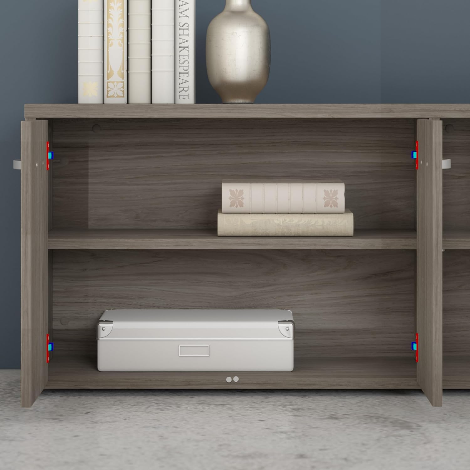 Bush Business Furniture Studio C 60W x 30D Office Desk with Storage Return and Mobile File Cabinet in Modern Hickory