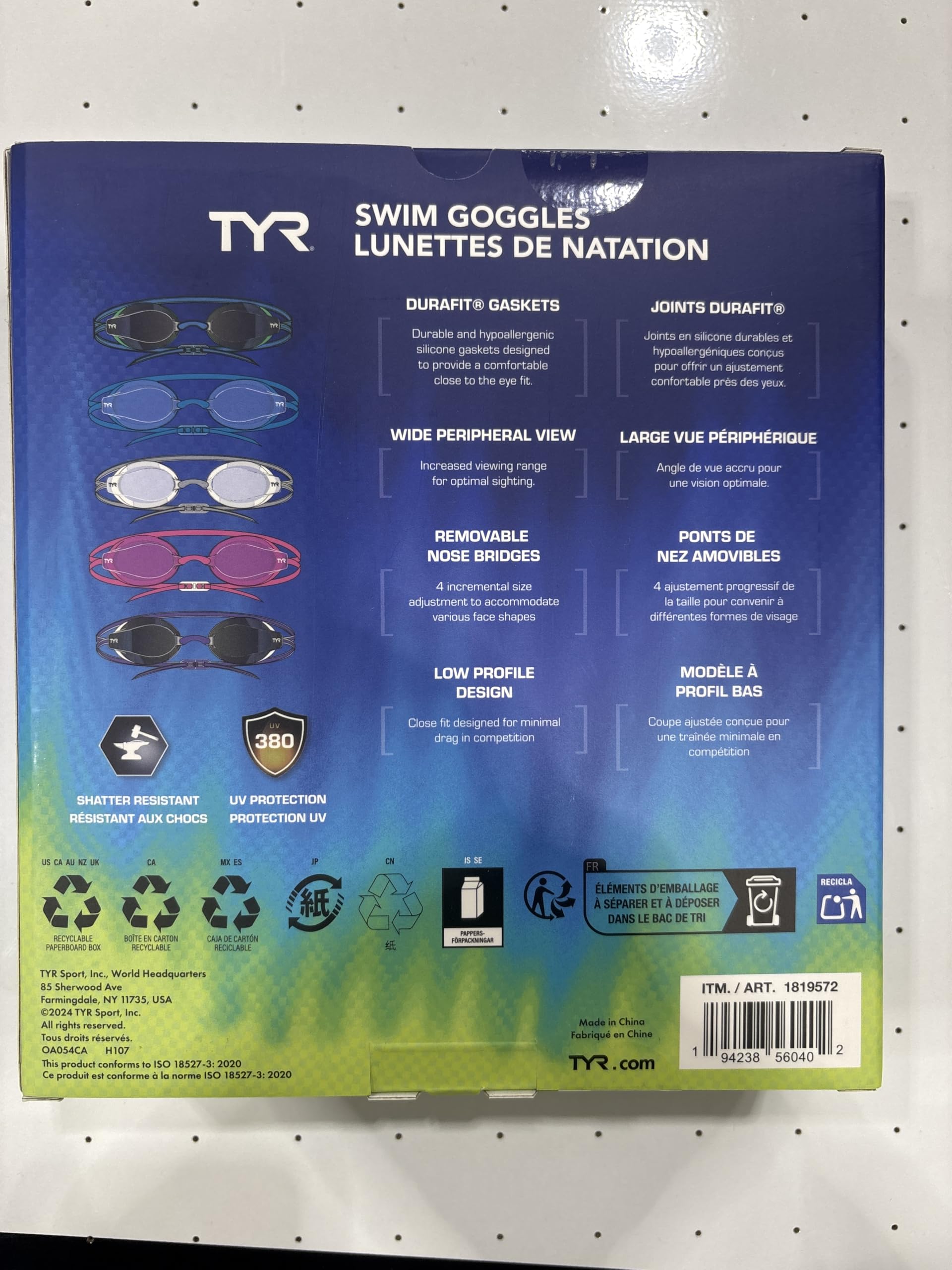 TYR LCWJGCA159ALL Cstc Jr Goggle Set Clear/Grey OS