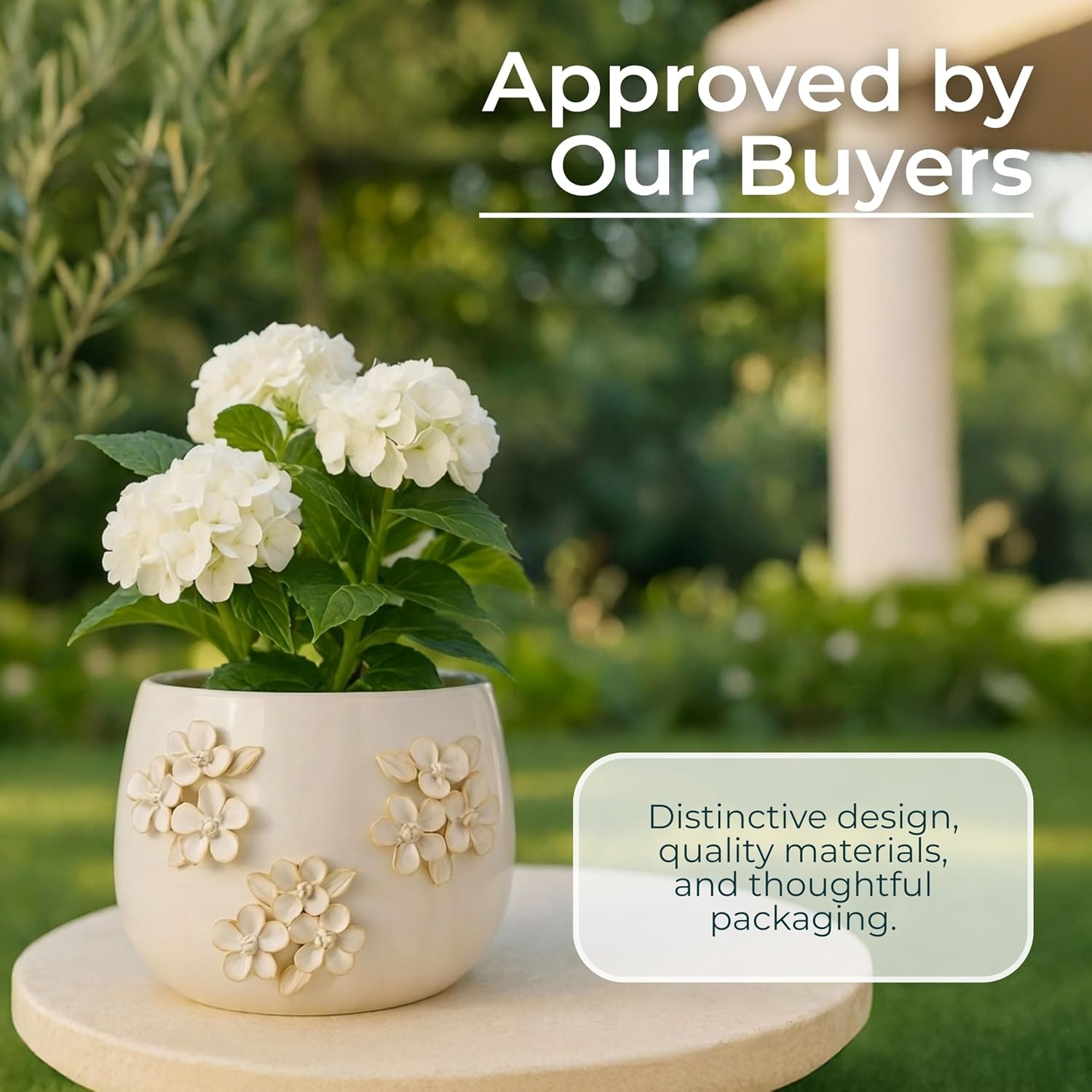 Decorative Ceramic Plant Pot for Home Decor - Charming 3 Bunch Flower Pots for Indoor and Outdoor Plants - Modern Pots for Plants for Entryway, Patio, and Plant Stand Indoor Display - 7", Ivory