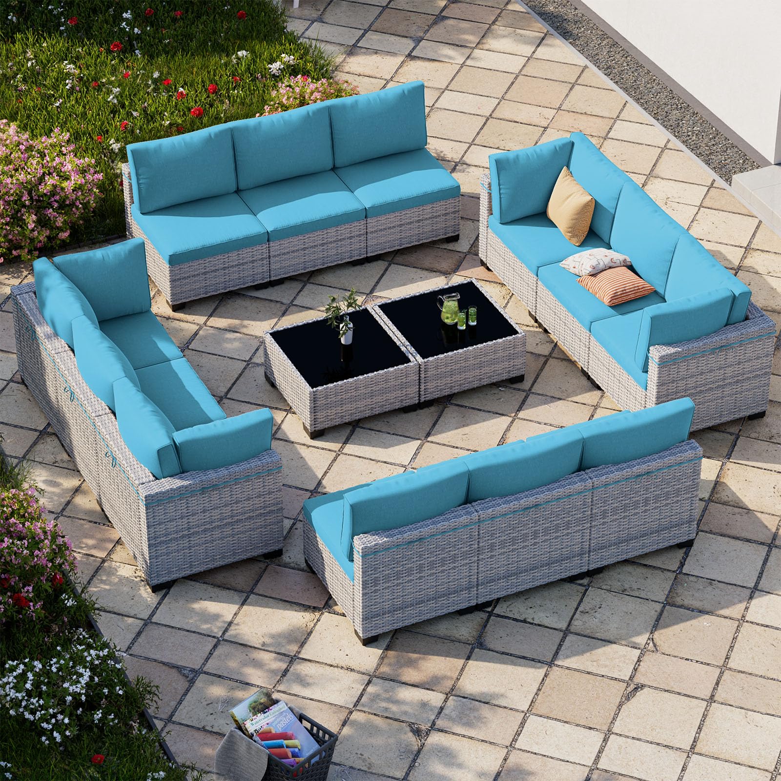 Outdoor PE Wicker Rattan Modular Patio Sectional Sofa Set