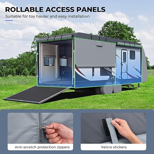 Miniatura 4 de RVMasking Cubierta impermeable 600D superior de remolque de viaje para autocaravana de 20 pies 1 pulgada a 22 pies, resistente al viento,