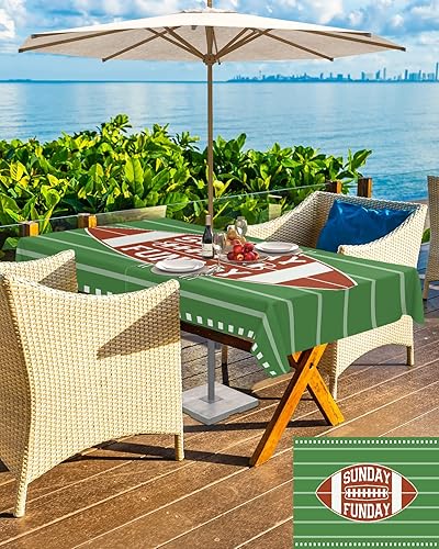 Miniatura 5 de Mantel rectangular de fútbol americano para exteriores con agujero para sombrilla de 54 x 80 pulgadas, sin arrugas, tela lavable, cubierta